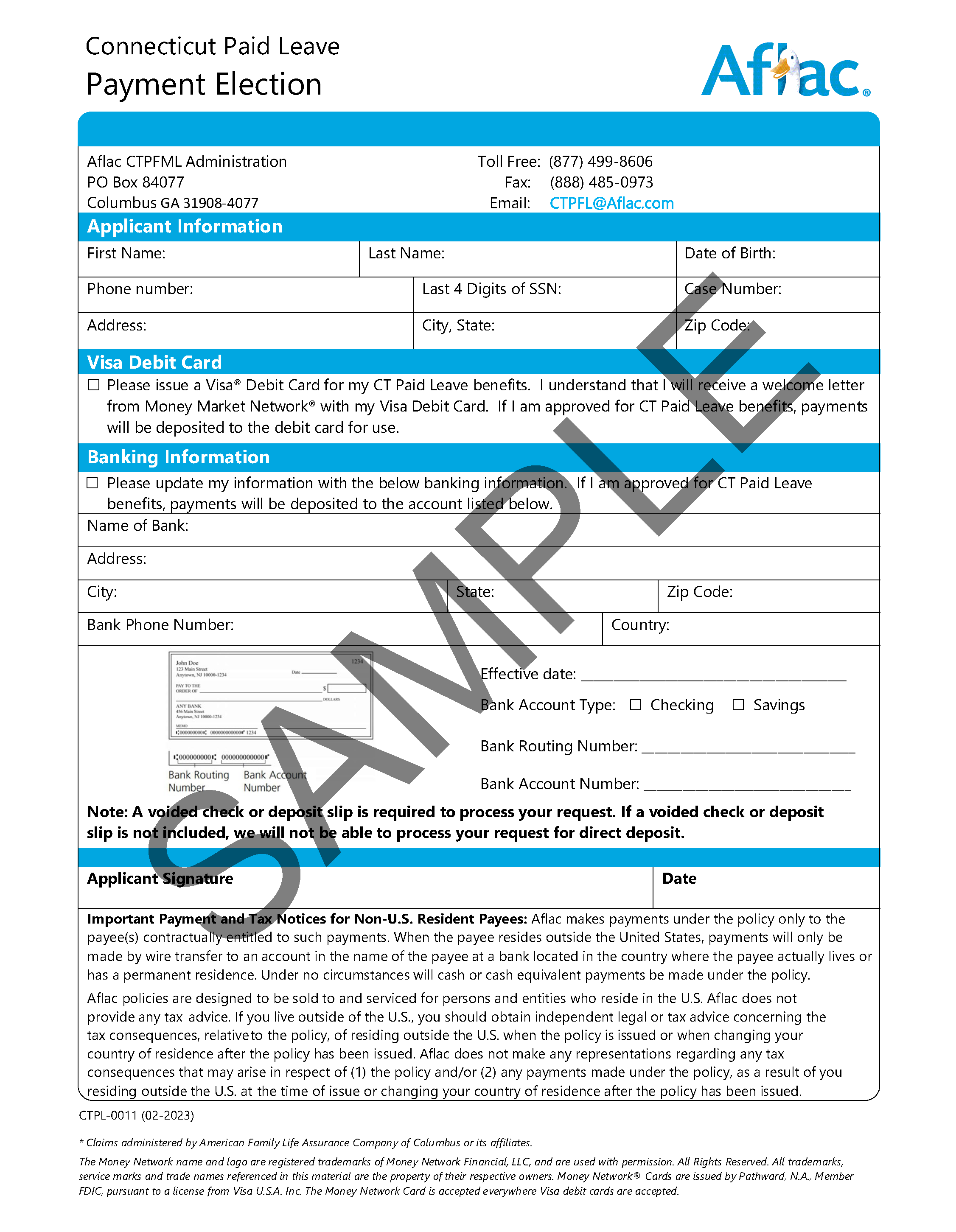 Sample CT Paid Leave Payment Election form