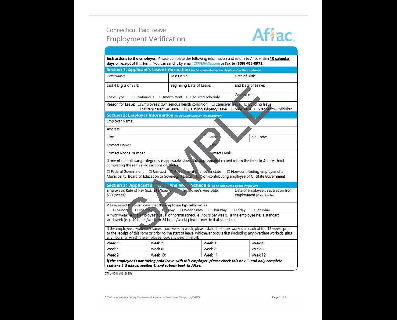 Sample Employment Verification form