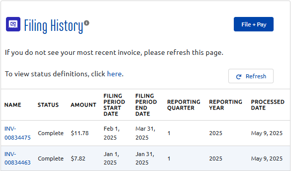 Filing History Dashboard